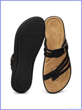 Women's Slide Sandals with 5mm Cushioned Footbed, Adjustable Straps, Non-Slip